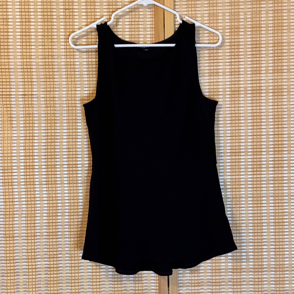 Boston Proper Black Sleeveless Peplum Top Scoop Neck Stretch Knit M Athletic